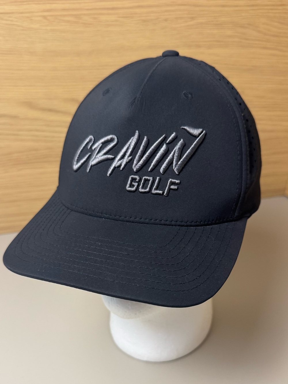 Cravin Golf ⛳️ breathable back trucker cap in black on black